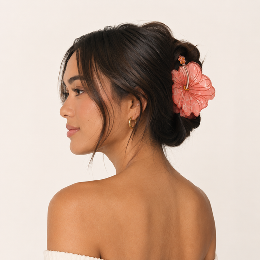 Hibiscus Hair Claw Pink