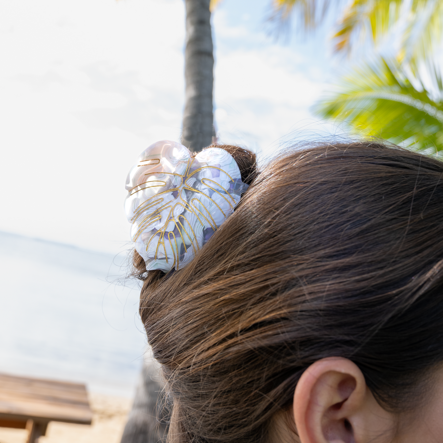 Monstera Hair Claw White