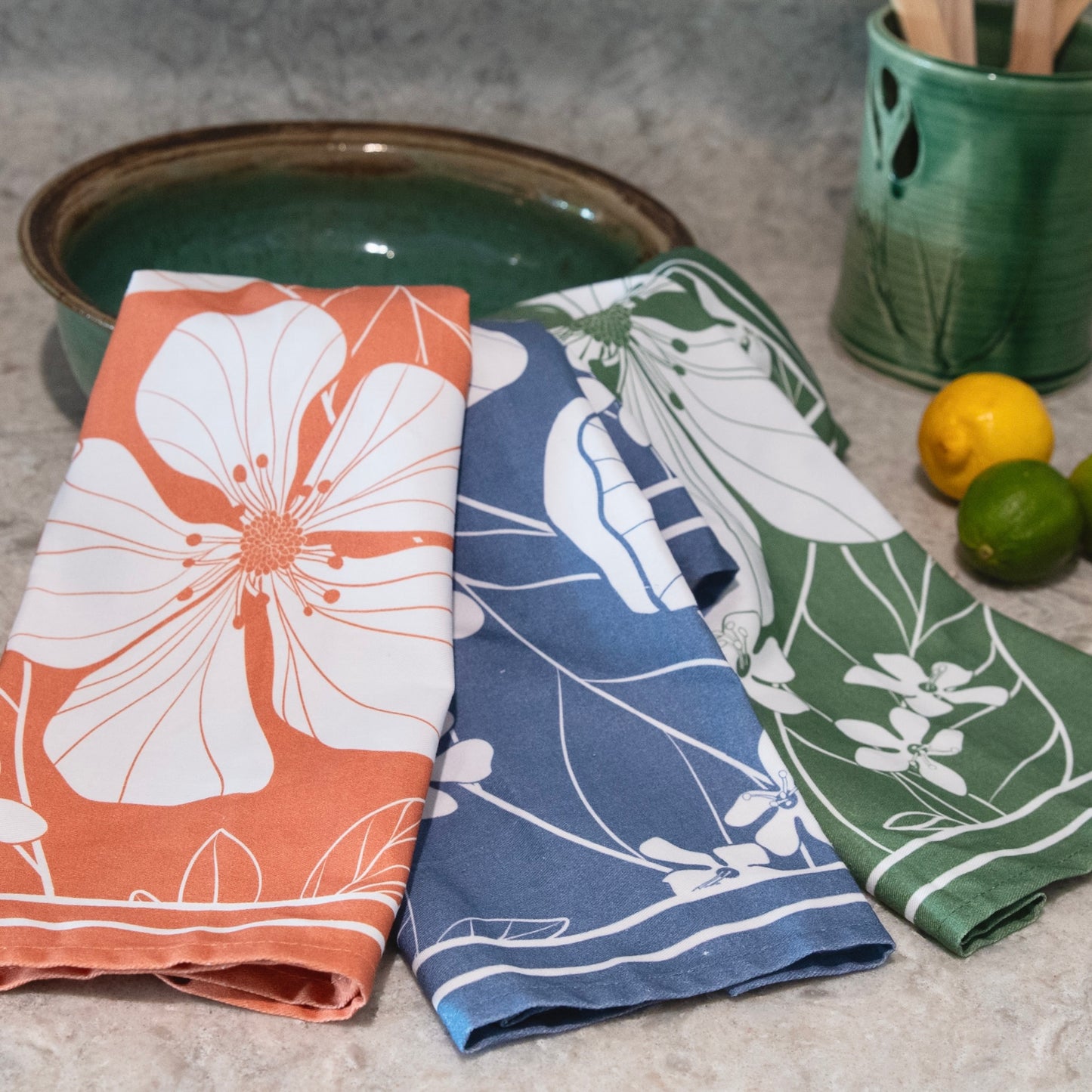 Hibiscus Tea Towels Set of 3