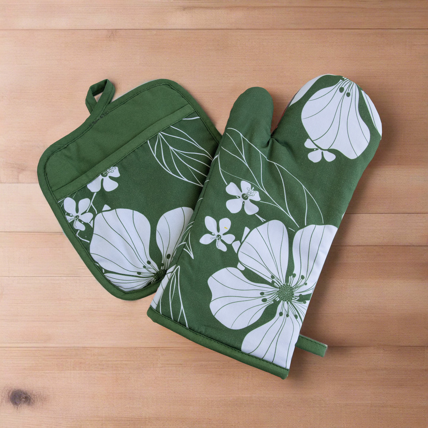 Hibiscus Oven Mitt & Potholder Set