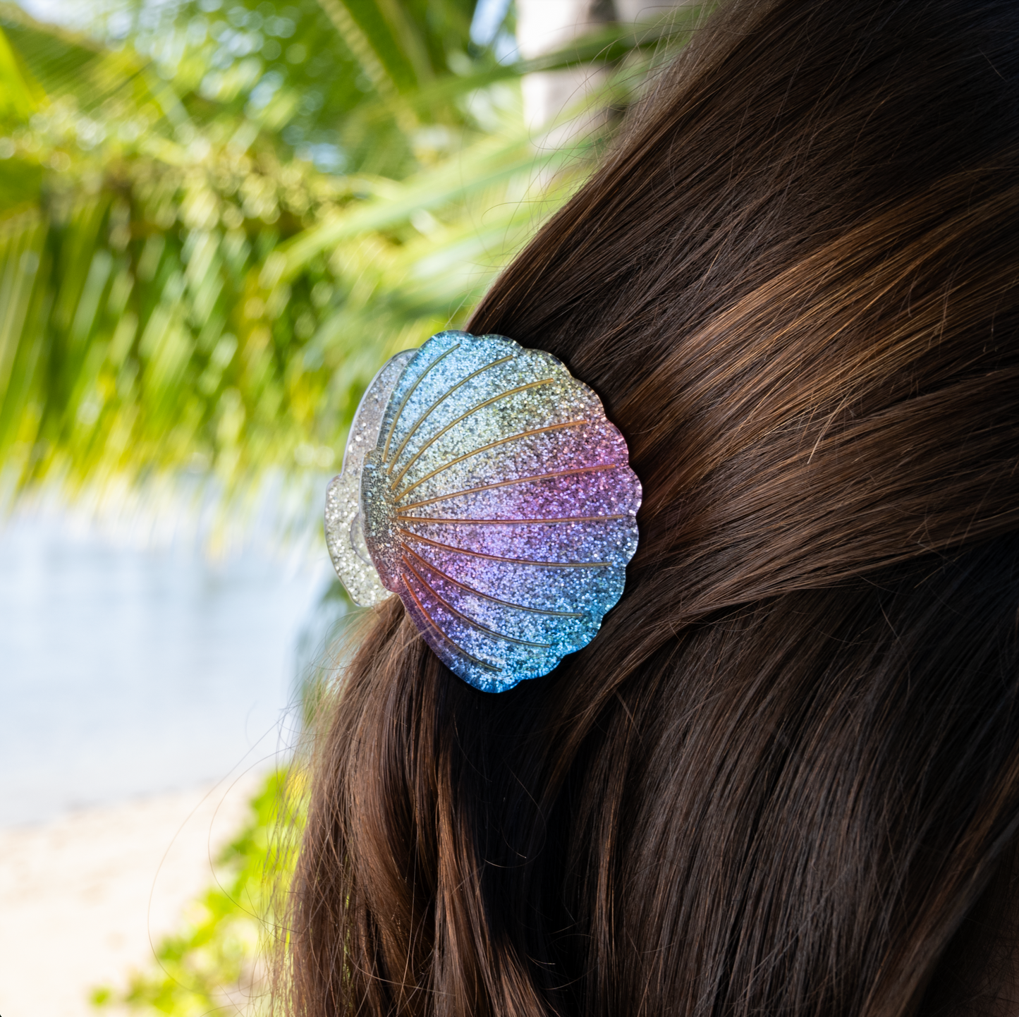 Glitter Rainbow Shell Hair Claw