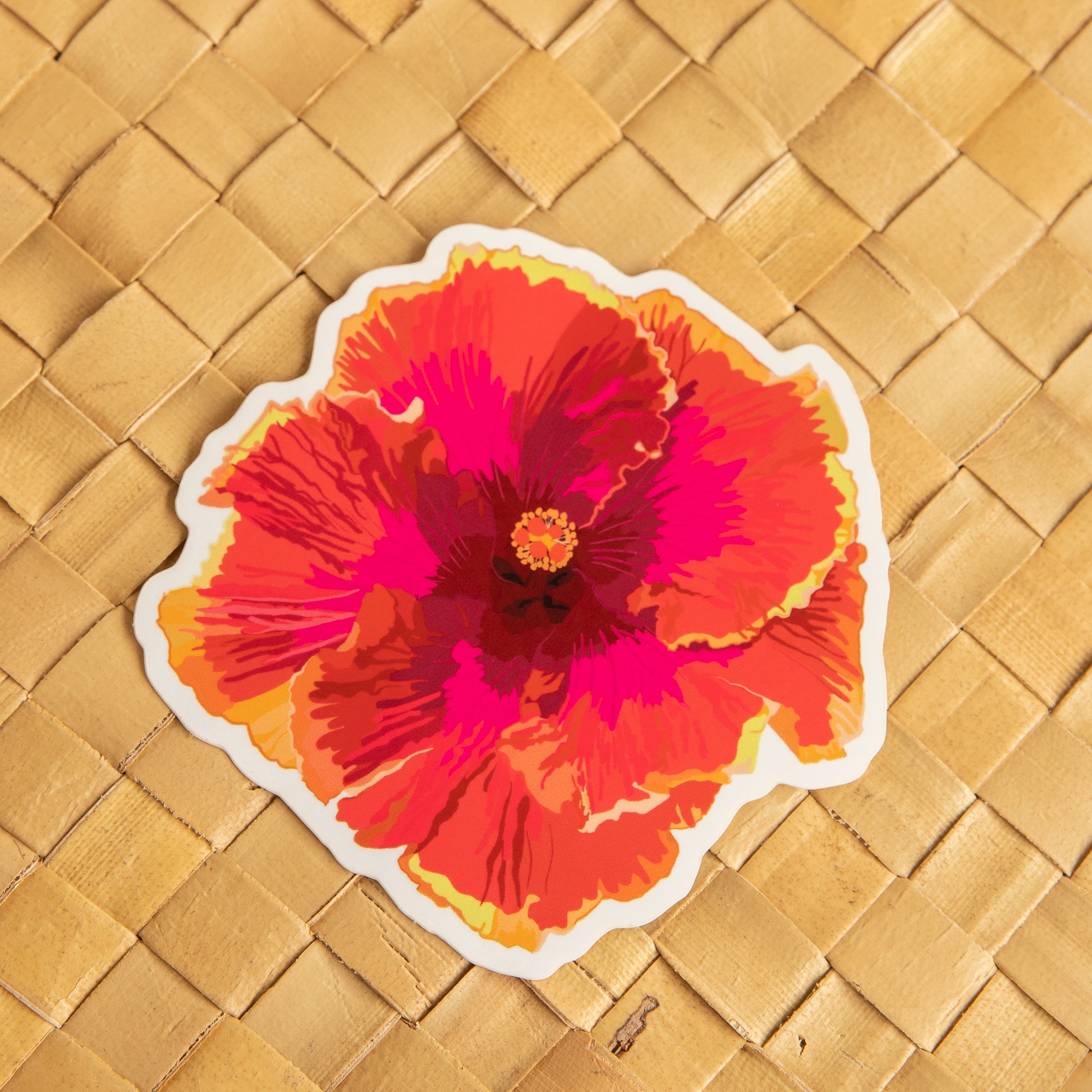 Hibuscus Sticker Hot Pink Hibiscus Sticker – Misha Hawaii Home